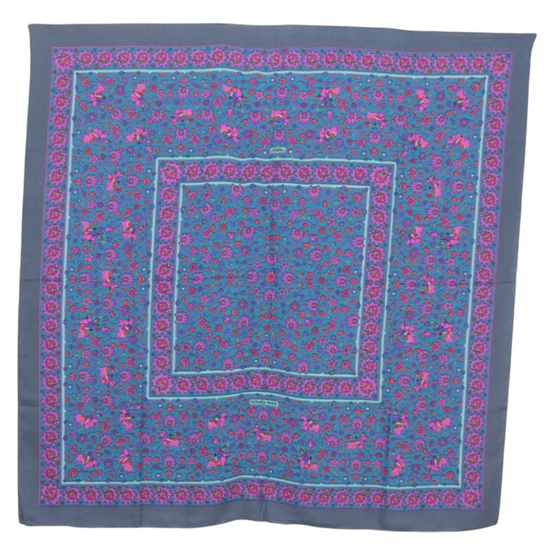 【日本直送】愛馬仕 Carre 140 絲巾 “TABRIZ” 羊絨紫色 Auth 134916M-0