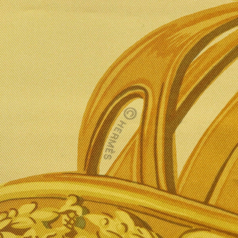 【日本直送】愛馬仕 Carre 140 絲巾 “BRIDES de GALA” 真絲金色 Auth 134922M-10