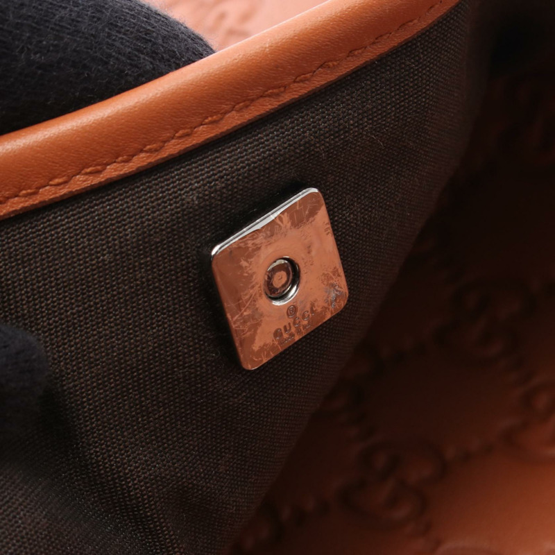 GUCCI Guccissima 斜背包單肩包 374414 皮革 棕色 二手 女士-8