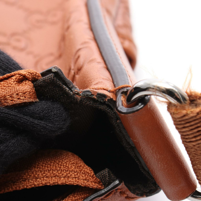 GUCCI Guccissima 斜背包單肩包 374414 皮革 棕色 二手 女士-9