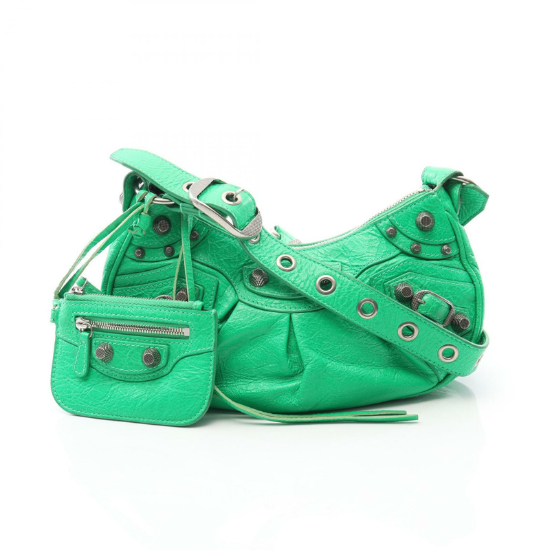 BALENCIAGA LE CAGOLE 單肩包 皮革 綠色 二手 女士-0