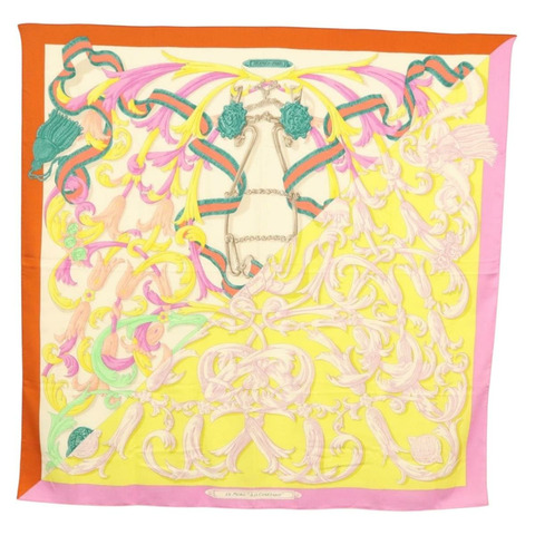 HERMES Carre 140 圍巾「LE MORS A LA CONETABLE」羊絨白色正品 134921M