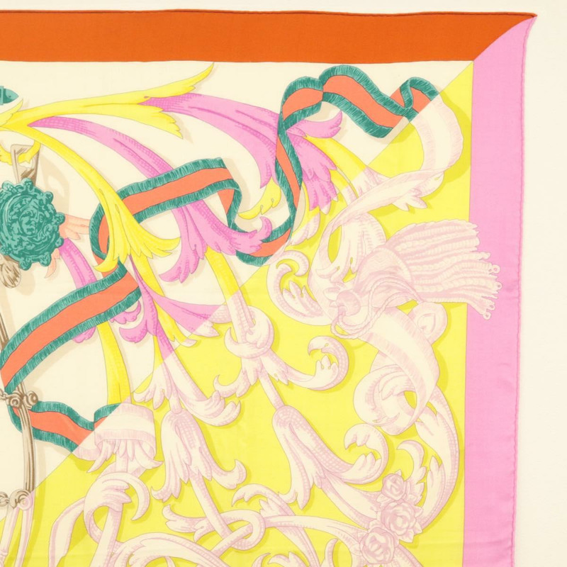 【日本直送】愛馬仕 Carre 140 絲巾 “LE MORS A LA CONETABLE” 羊絨 白色 Auth 134921M-3