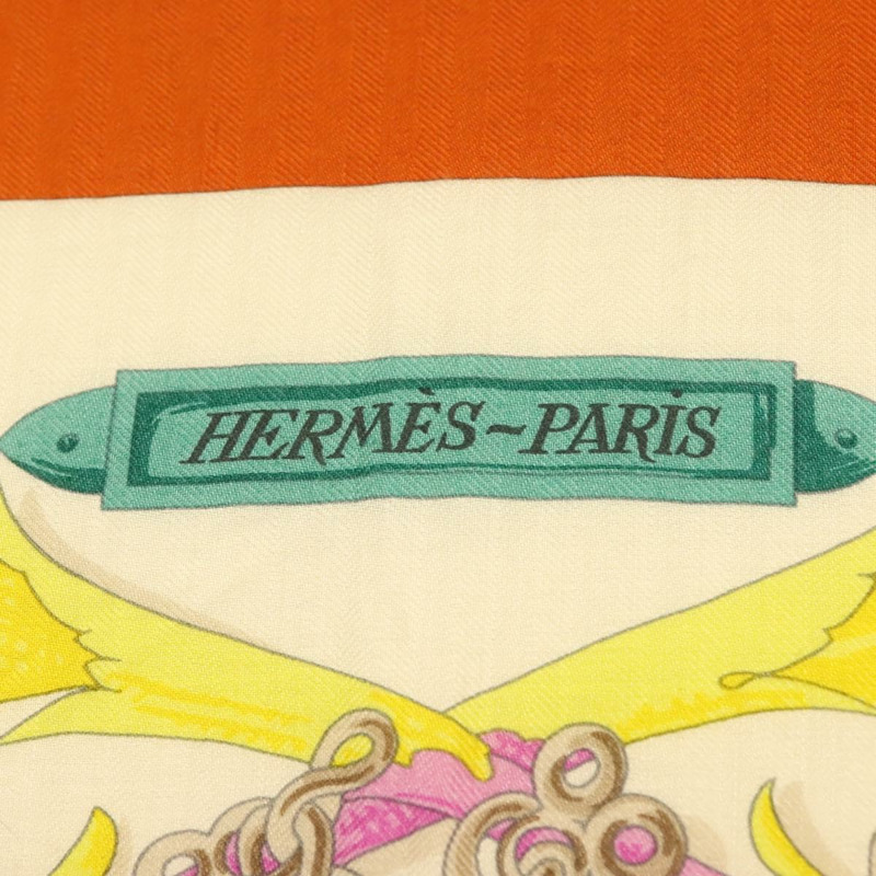 【日本直送】愛馬仕 Carre 140 絲巾 “LE MORS A LA CONETABLE” 羊絨 白色 Auth 134921M-10