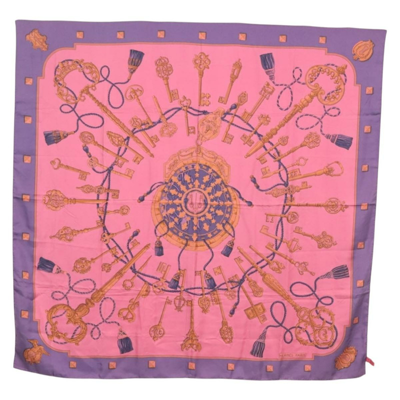 【日本直送】HERMES Carre 140 圍巾「LES CLES」絲綢紫色正品 134914M-0