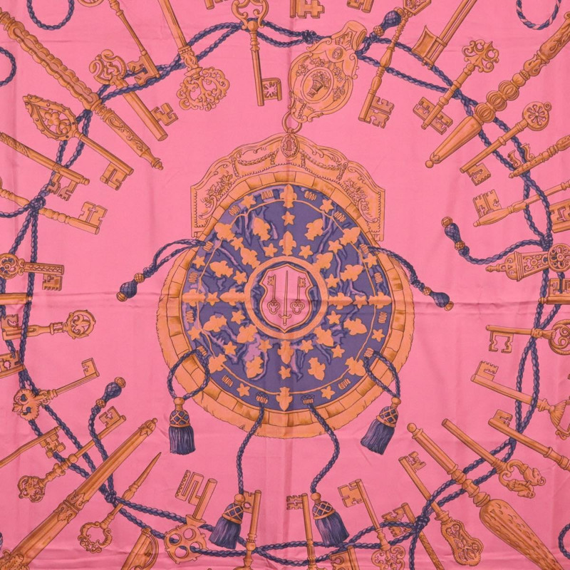 【日本直送】HERMES Carre 140 圍巾「LES CLES」絲綢紫色正品 134914M-5