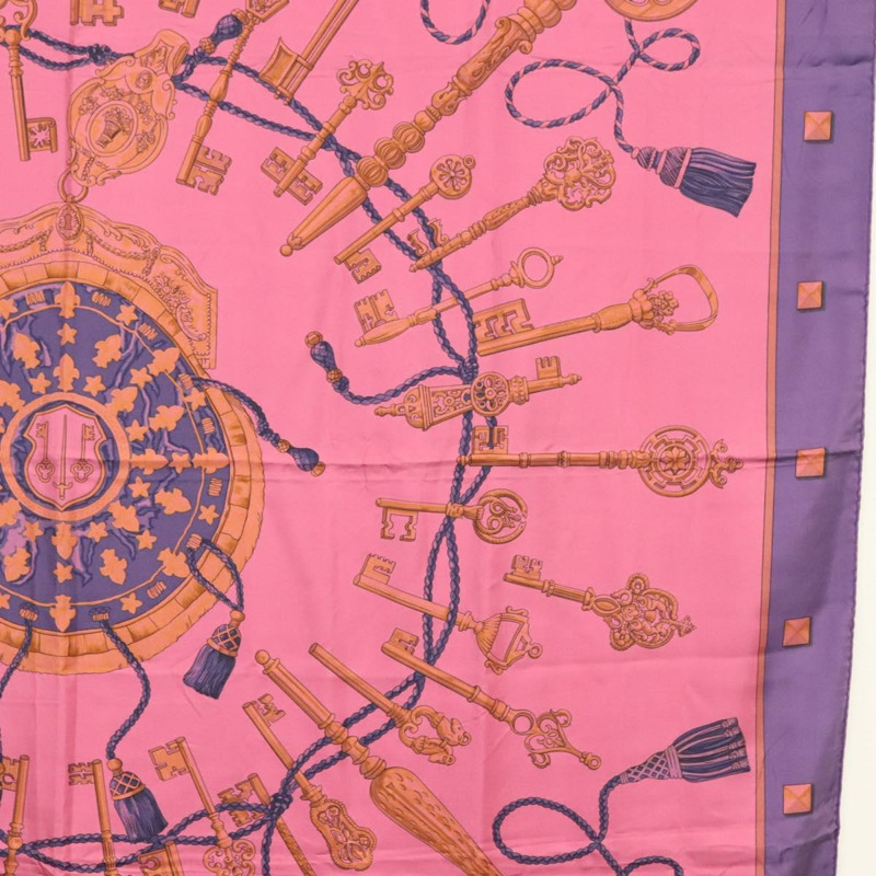 【日本直送】HERMES Carre 140 圍巾「LES CLES」絲綢紫色正品 134914M-6