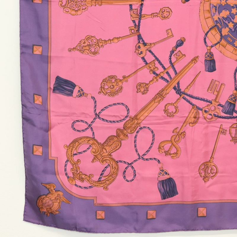【日本直送】HERMES Carre 140 圍巾「LES CLES」絲綢紫色正品 134914M-7