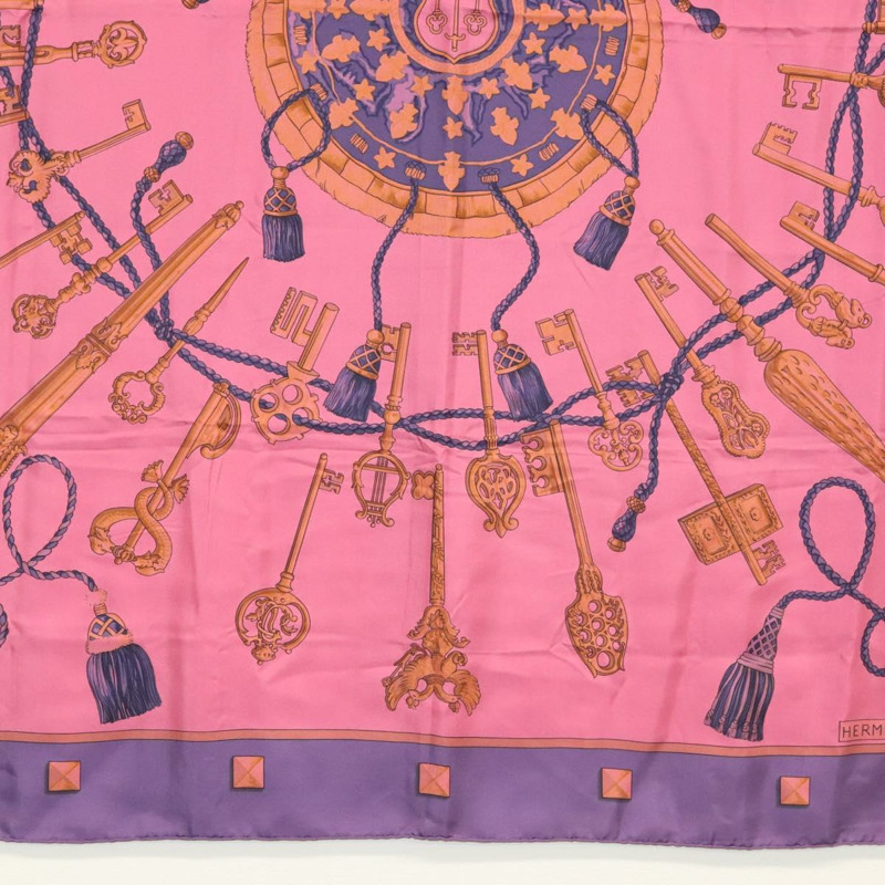 【日本直送】HERMES Carre 140 圍巾「LES CLES」絲綢紫色正品 134914M-8