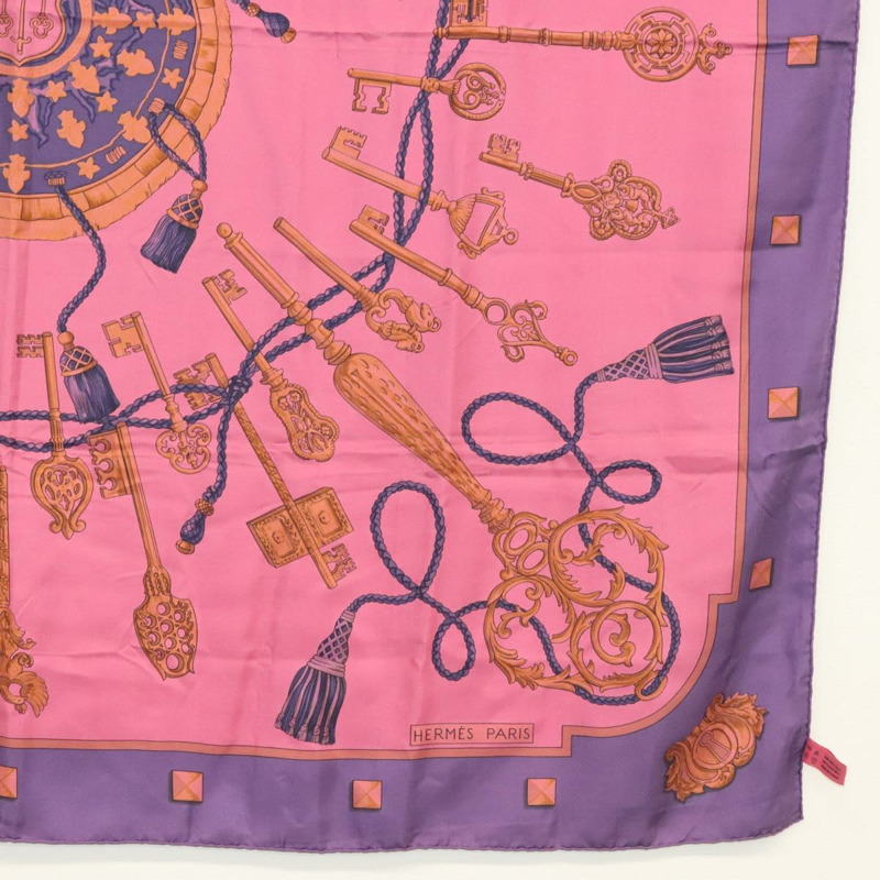 【日本直送】HERMES Carre 140 圍巾「LES CLES」絲綢紫色正品 134914M-9