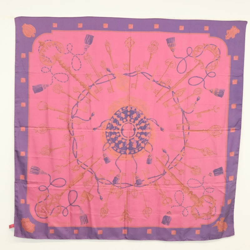 【日本直送】HERMES Carre 140 圍巾「LES CLES」絲綢紫色正品 134914M-13