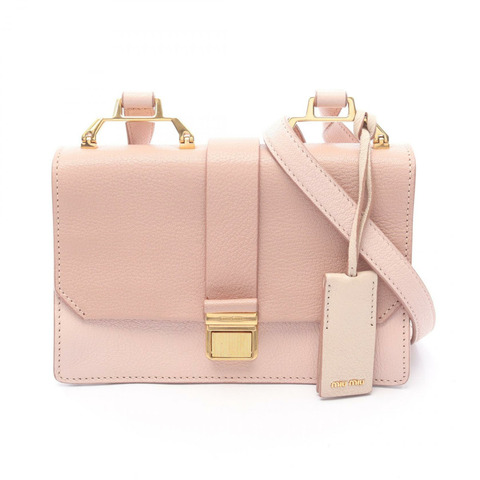 Miu Miu MADRAS Madras 斜背包 5BH609 皮革 粉紅 二手 女款 GHW
