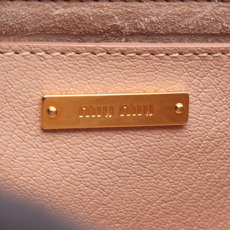 Miu Miu MADRAS Madras 斜背包 5BH609 皮革 粉紅色 二手 女士 GHW-3
