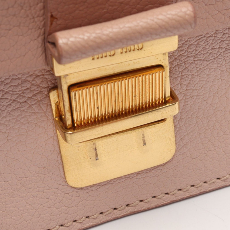 Miu Miu MADRAS Madras 斜背包 5BH609 皮革 粉紅色 二手 女士 GHW-7