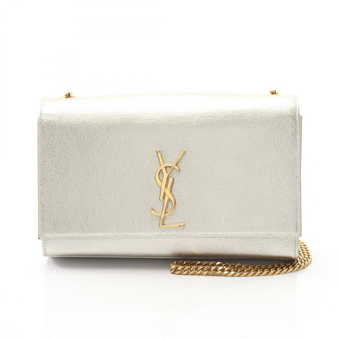SAINT LAURENT PARIS Kate 鏈條單肩包 364021 皮革 銀色 二手 女款 GHW