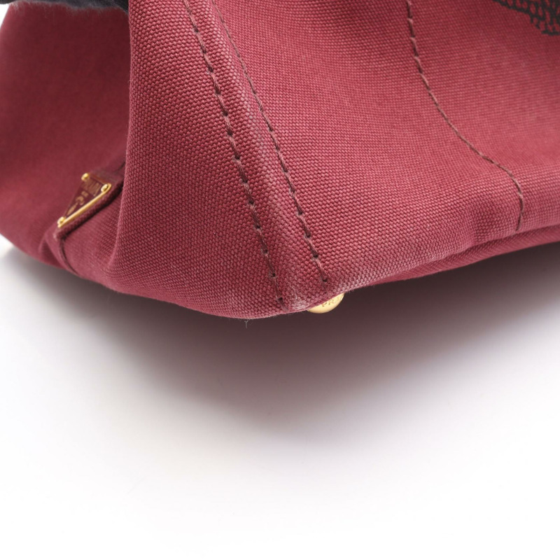 PRADA Canapa 手袋 BN1872 帆布 波爾多色 二手 女士-9