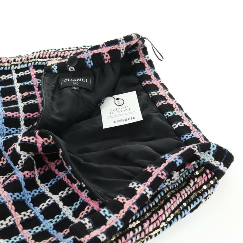 【日本直送】香奈兒 (CHANEL) 海軍藍斜紋軟呢半身裙 CC 正品 136320M-8