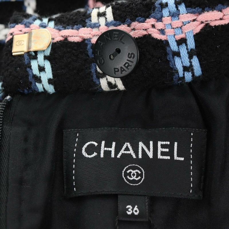【日本直送】香奈兒 (CHANEL) 海軍藍斜紋軟呢半身裙 CC 正品 136320M-9