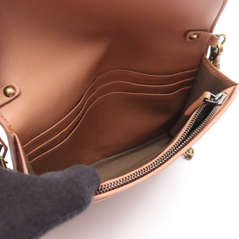 BOTTEGA VENETA Intrecciato 編織鏈條斜背包,皮革材質,紅色/粉紅色,二手 BV-2