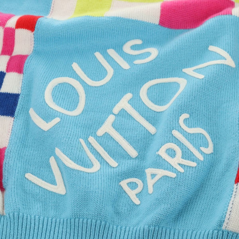 【日本直送】路易威登 Damier 針織羊毛衫外套,淺藍色,LV 正品,貨號 136318M-5