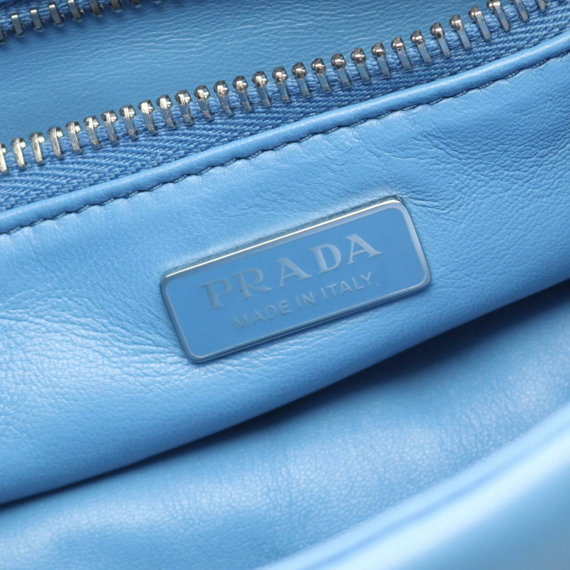 PRADA MOON 肩背包 手提包 1BA381 皮革 藍色 二手 女士斜背包 SHW 標誌-3