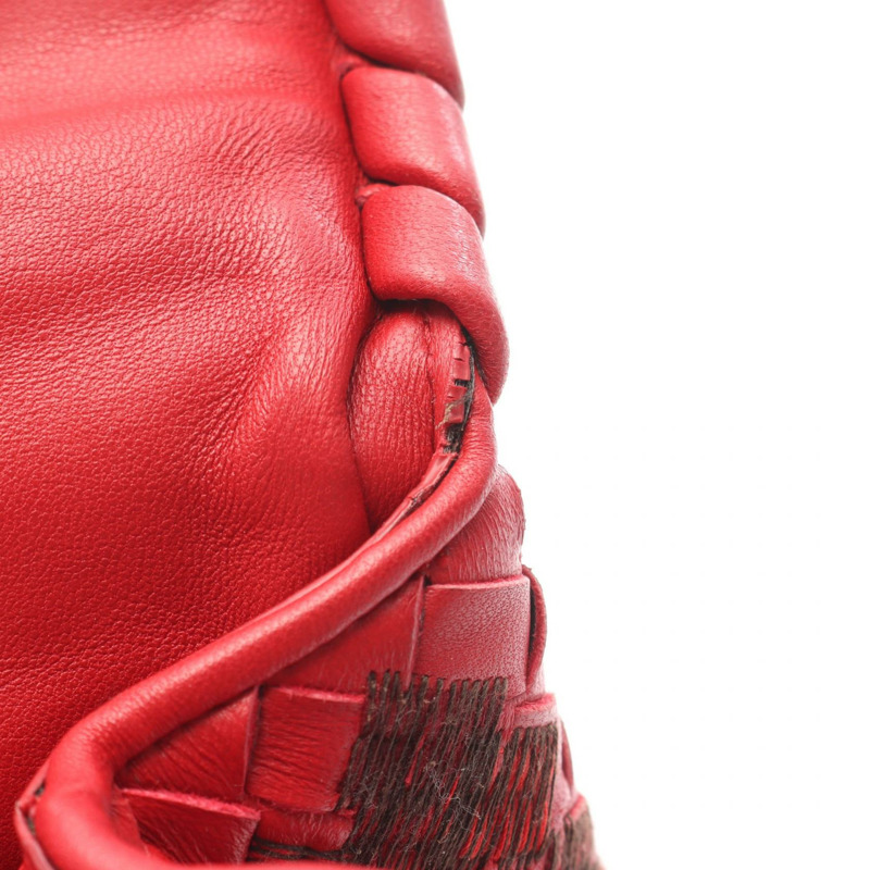 BOTTEGA VENETA Intrecciato 鏈條單肩包 皮革 紅色 二手 女款 BV-5