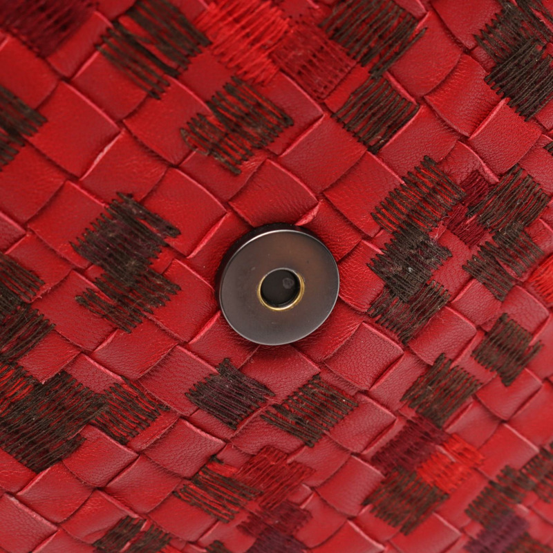 BOTTEGA VENETA Intrecciato 鏈條單肩包 皮革 紅色 二手 女款 BV-7