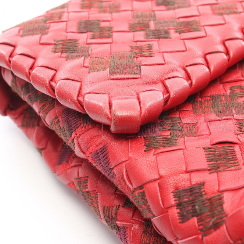 BOTTEGA VENETA Intrecciato 鏈條單肩包 皮革 紅色 二手 女款 BV-8