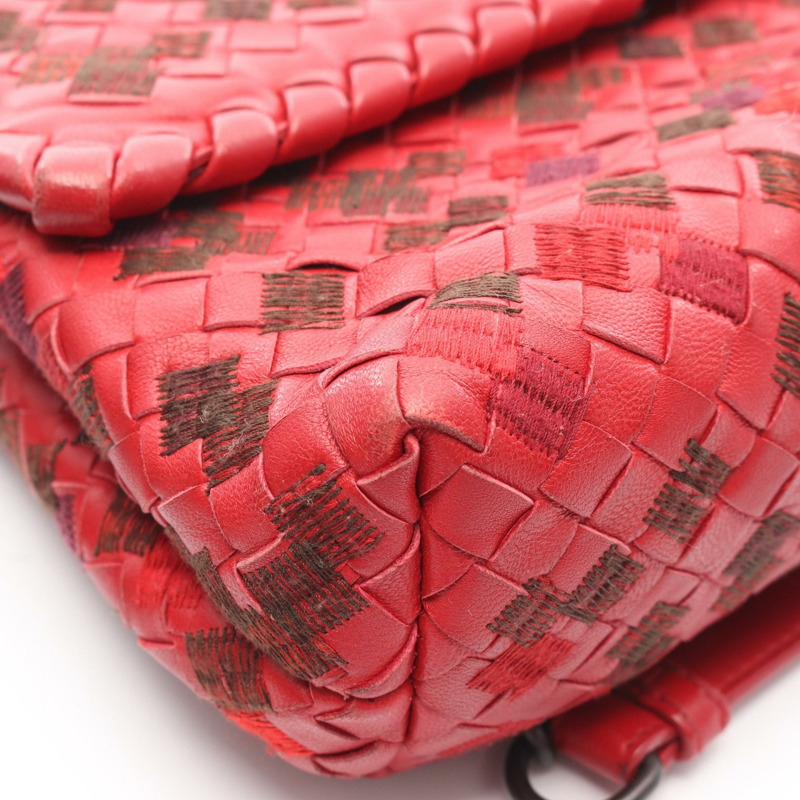BOTTEGA VENETA Intrecciato 鏈條單肩包 皮革 紅色 二手 女款 BV-9