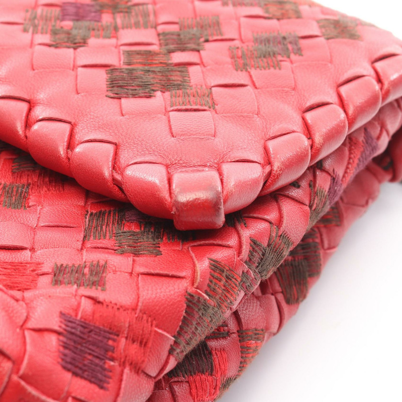 BOTTEGA VENETA Intrecciato 鏈條單肩包 皮革 紅色 二手 女款 BV-10