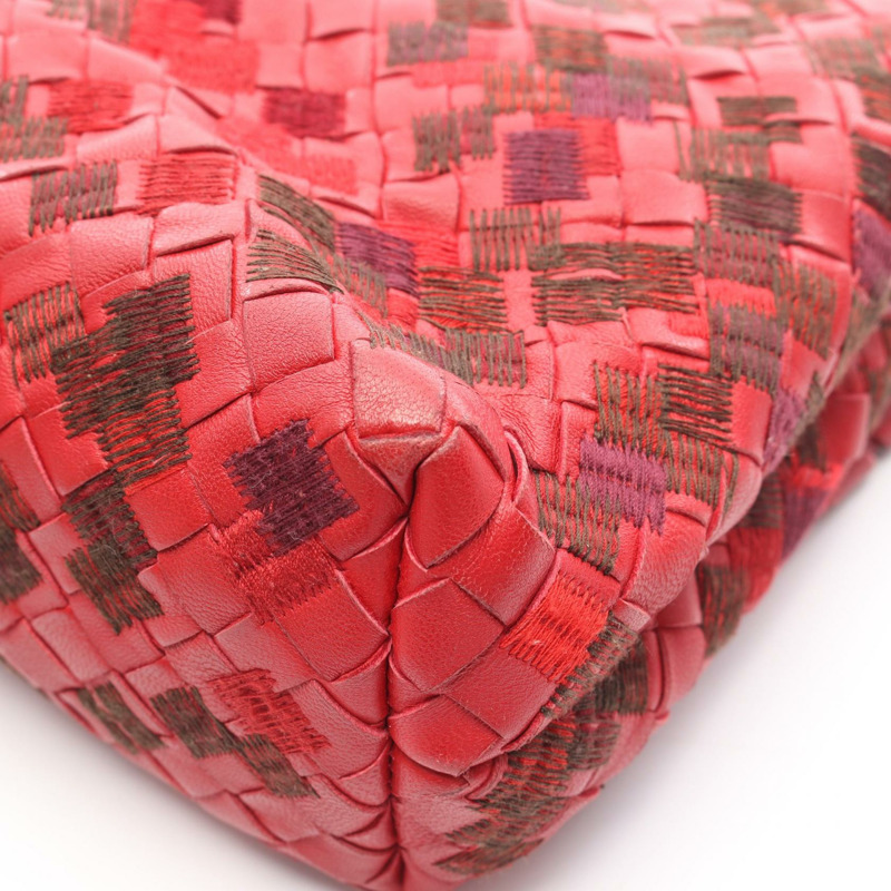 BOTTEGA VENETA Intrecciato 鏈條單肩包 皮革 紅色 二手 女款 BV-11