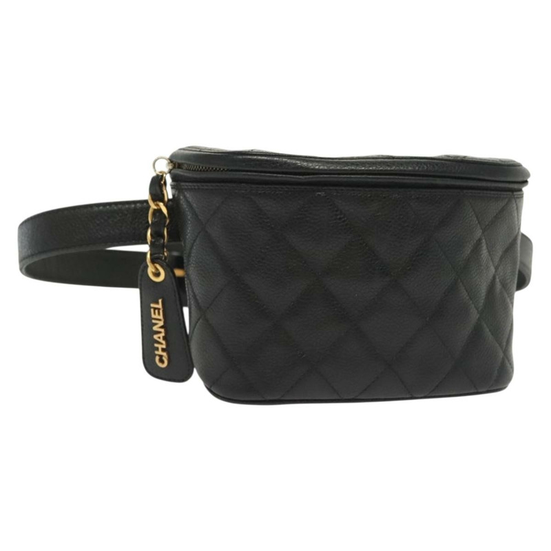 【日本直送】香奈兒 Matelasse 腰包 魚子醬色 黑金 CC 正品 142308-0