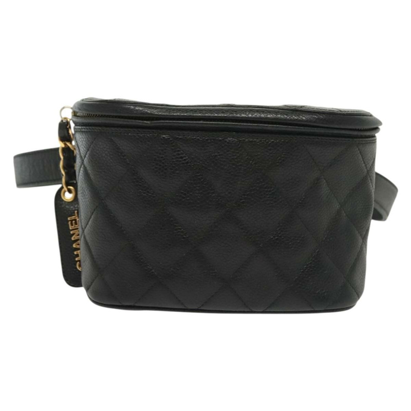 【日本直送】香奈兒 Matelasse 腰包 魚子醬色 黑金 CC 正品 142308-12