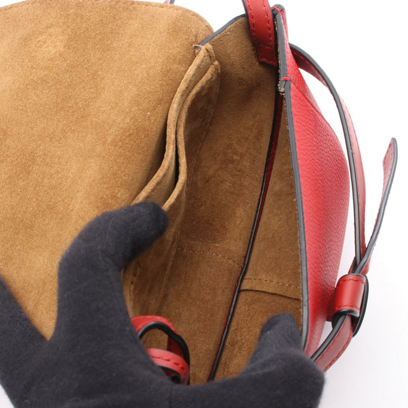 LOEWE gate bag mini 肩背包 斜背包 皮革 紅色 二手 女士-2