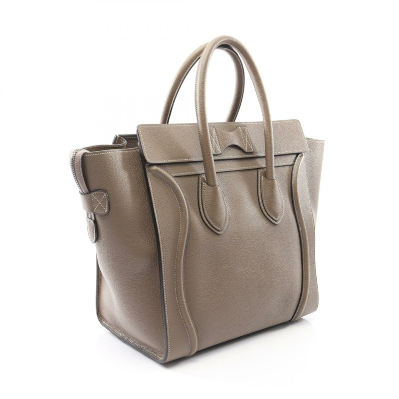 CELINE Luggage 迷你購物托特包 手提包 皮革 米色 二手 女士-1