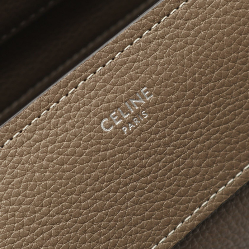 CELINE Luggage 迷你購物托特包 手提包 皮革 米色 二手 女士-3
