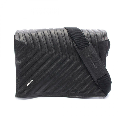 BALENCIAGA 汽車單肩斜背包 693540 皮革黑色二手男式
