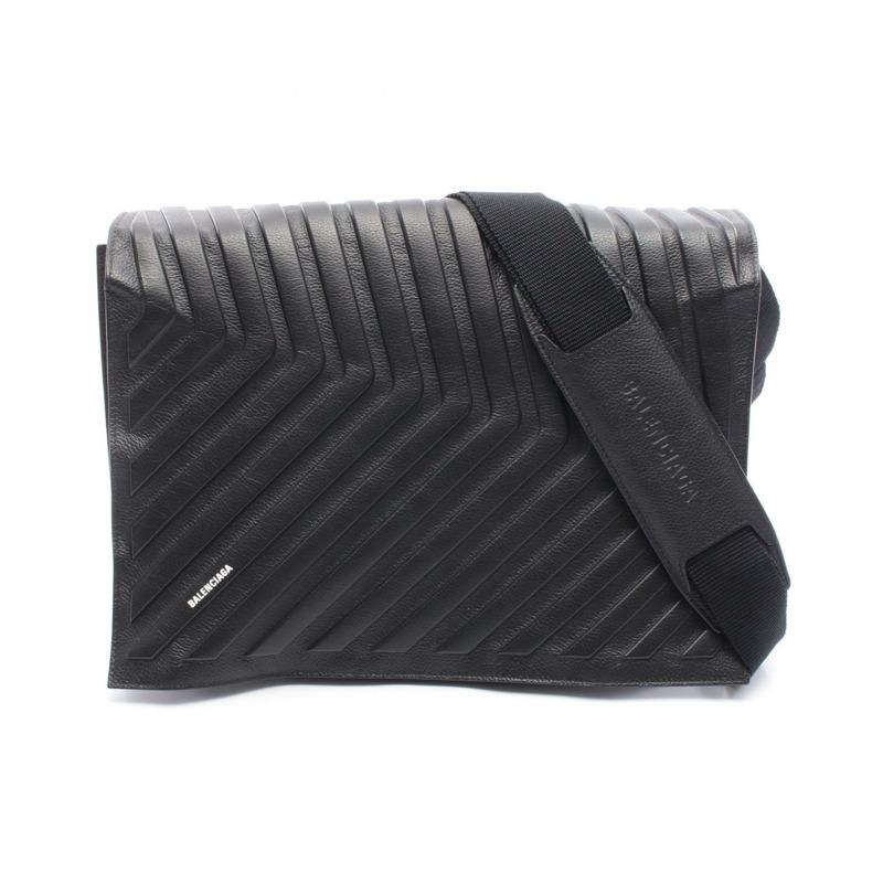 BALENCIAGA 汽車單肩斜背包 693540 皮革黑色二手男式-0