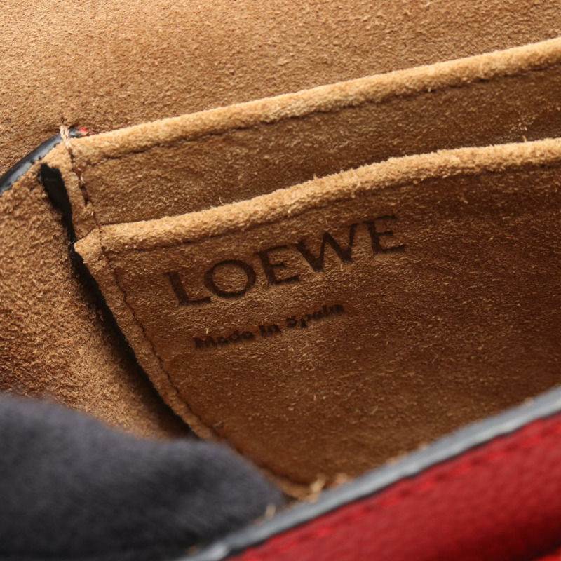 LOEWE Gate 迷你鏈條單肩包 321.12.U62 皮革 紅色 二手 女士-3
