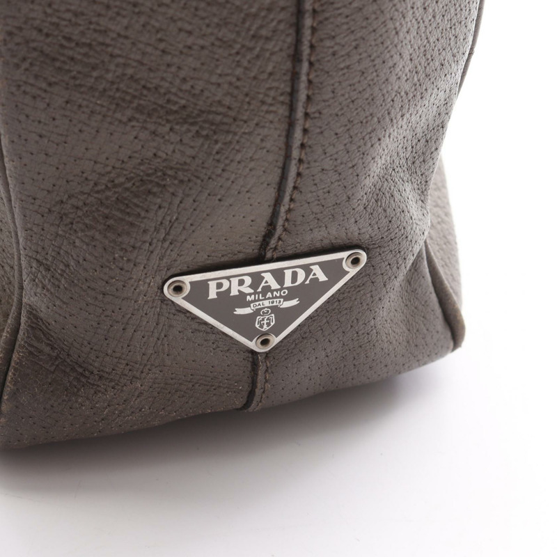 PRADA TESSUTO + VERNI 斜背包 BR0755 皮革 棕色 二手 女士-4
