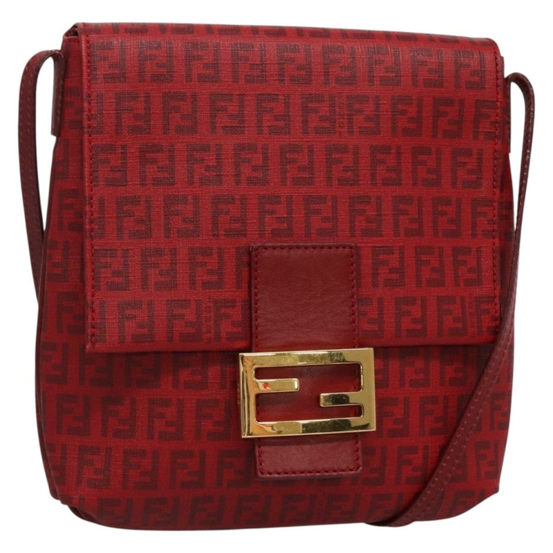 【日本直送】FENDI Zucchino 帆布 Mamma Baguette 單肩包 PVC 紅金 正品 142286V-0