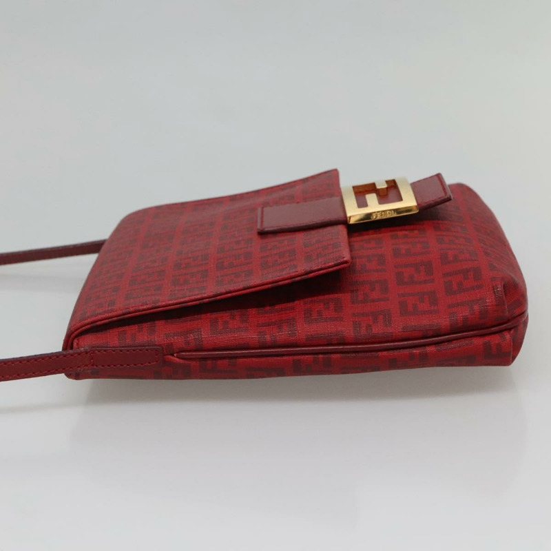 【日本直送】FENDI Zucchino 帆布 Mamma Baguette 單肩包 PVC 紅金 正品 142286V-2