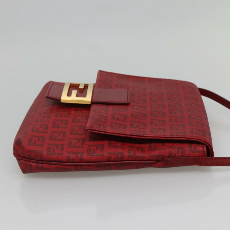 【日本直送】FENDI Zucchino 帆布 Mamma Baguette 單肩包 PVC 紅金 正品 142286V-3
