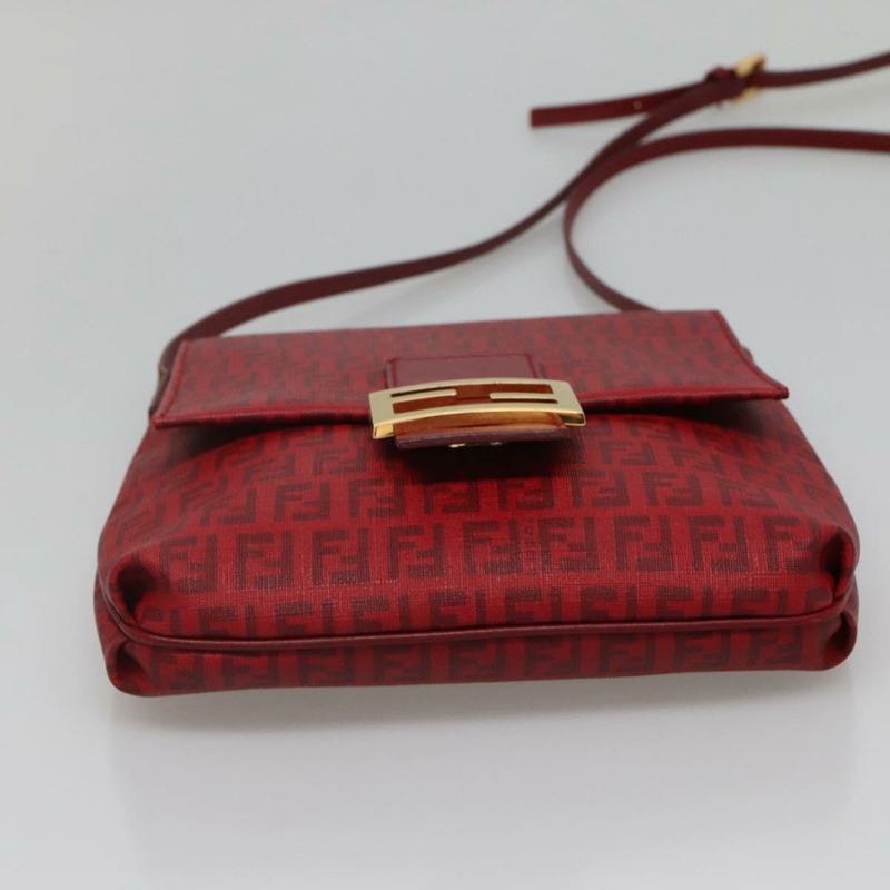 【日本直送】FENDI Zucchino 帆布 Mamma Baguette 單肩包 PVC 紅金 正品 142286V-4