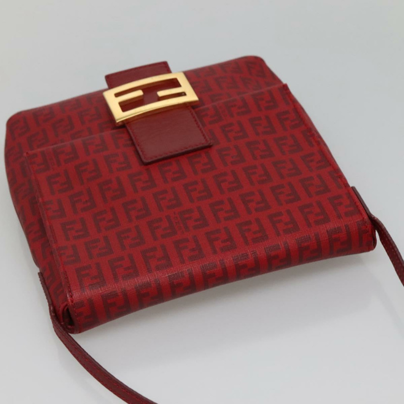 【日本直送】FENDI Zucchino 帆布 Mamma Baguette 單肩包 PVC 紅金 正品 142286V-5
