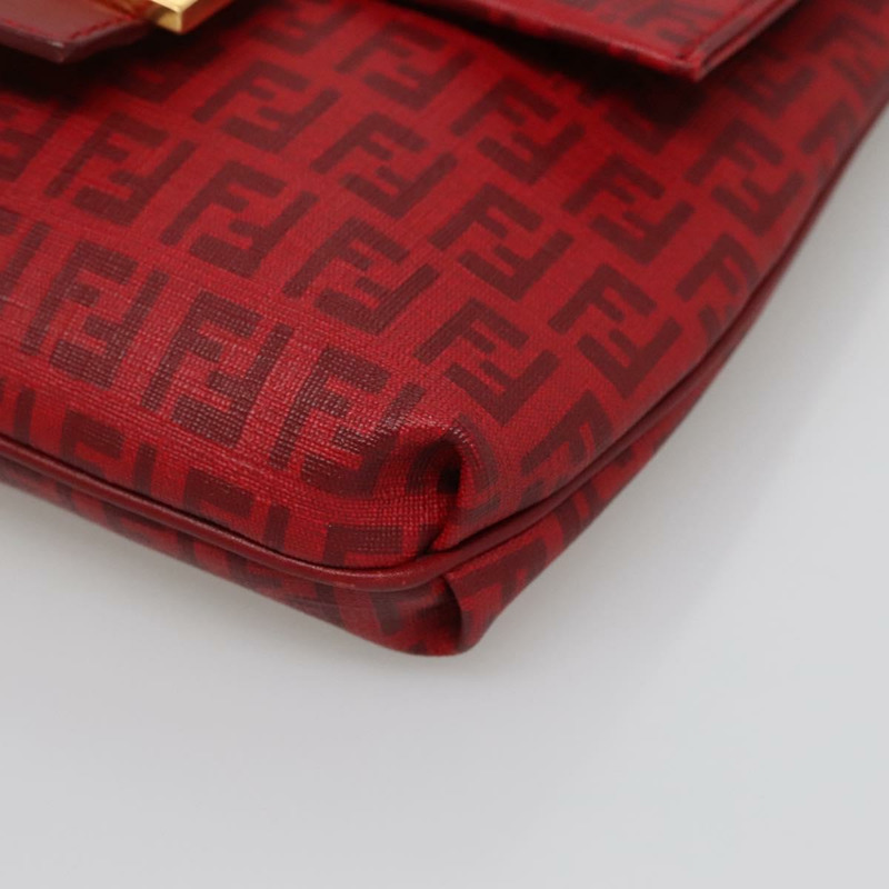 【日本直送】FENDI Zucchino 帆布 Mamma Baguette 單肩包 PVC 紅金 正品 142286V-8