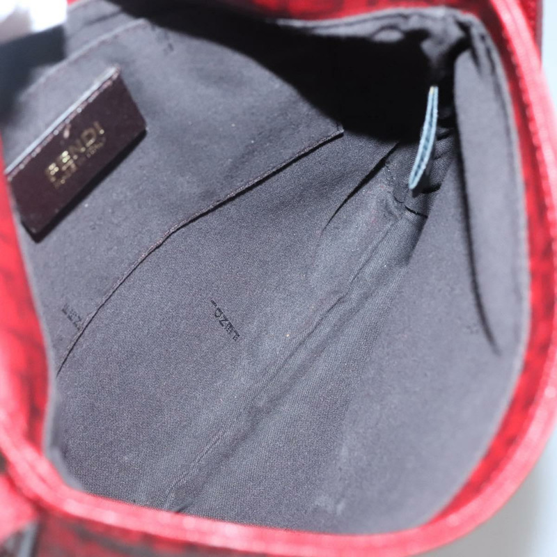 【日本直送】FENDI Zucchino 帆布 Mamma Baguette 單肩包 PVC 紅金 正品 142286V-10