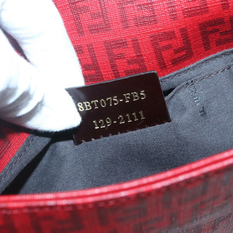 【日本直送】FENDI Zucchino 帆布 Mamma Baguette 單肩包 PVC 紅金 正品 142286V-11