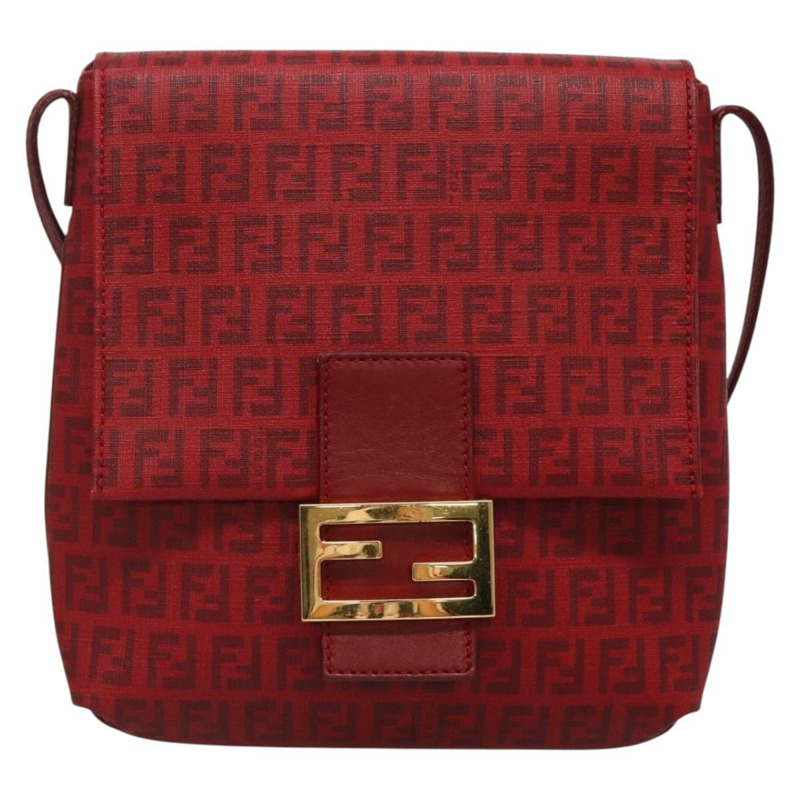 【日本直送】FENDI Zucchino 帆布 Mamma Baguette 單肩包 PVC 紅金 正品 142286V-12