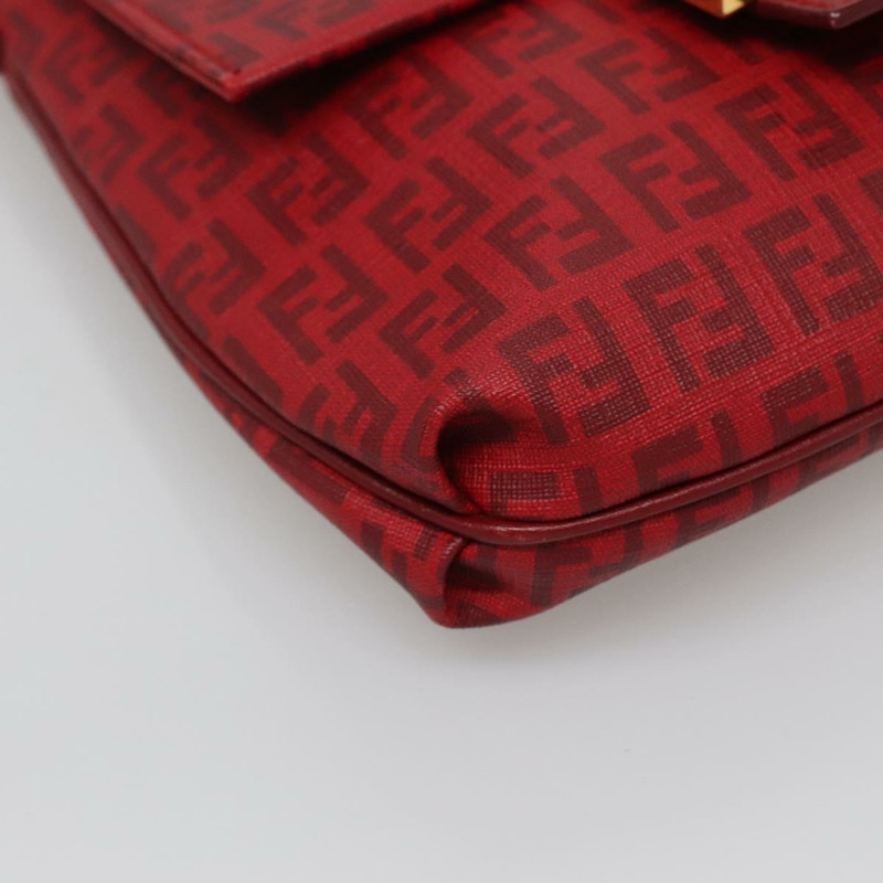 【日本直送】FENDI Zucchino 帆布 Mamma Baguette 單肩包 PVC 紅金 正品 142286V-13